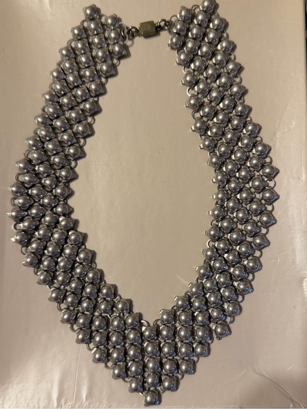 Sterling Silver Statement Cluster Necklace - Silver